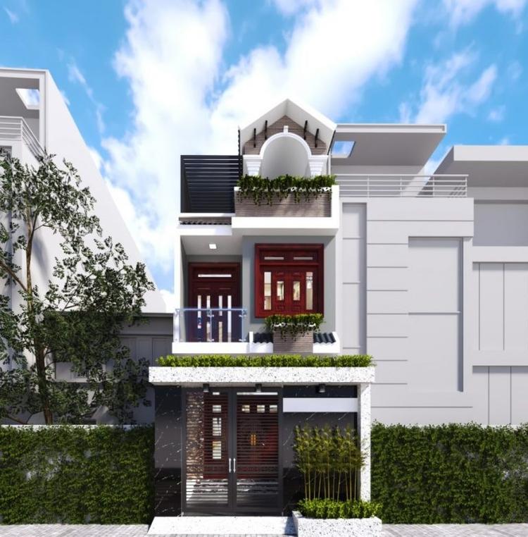 Thiết kế mặt tiền nhà phố không có ban công 2