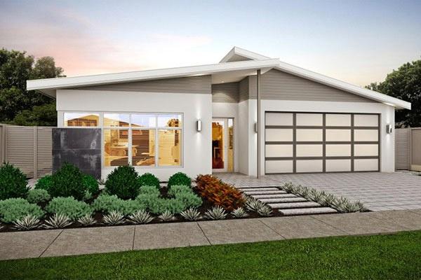 nhà mái lệch đẹp 1 tầng