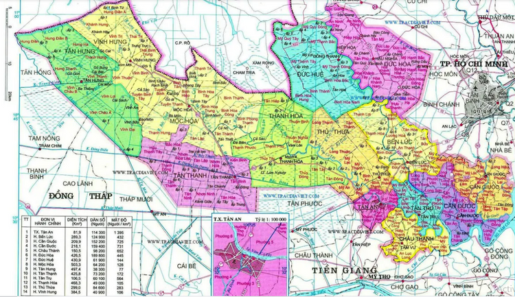 Bản đồ hành chính tỉnh Long An