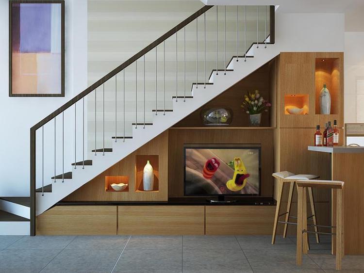 tận dụng gầm cầu thang để để đồ