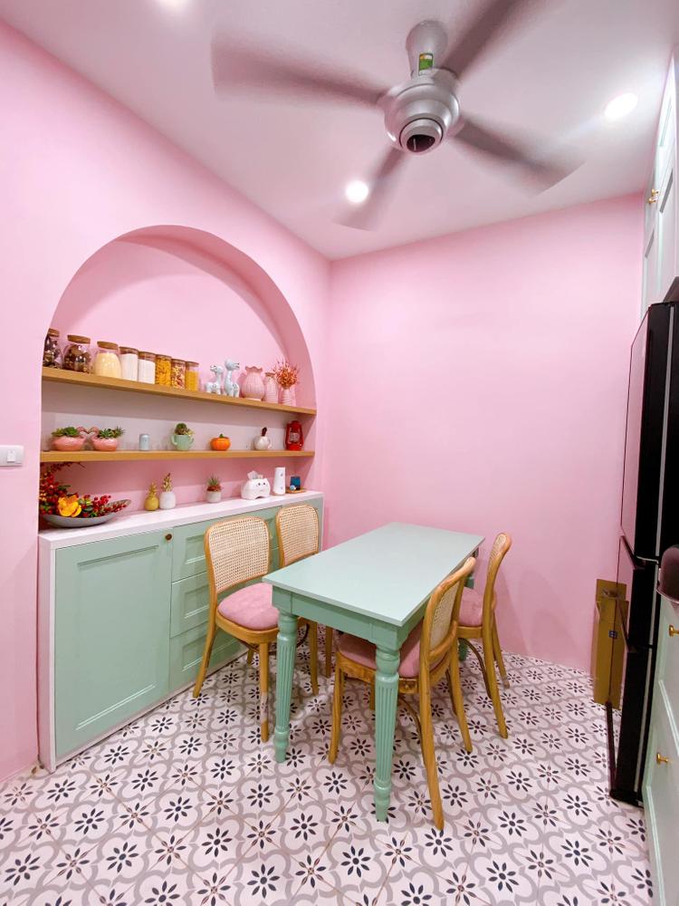 phòng bếp màu hồng