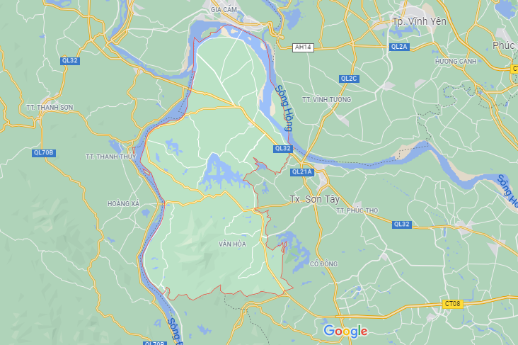 vị trí huyện Ba Vì trên Google Maps