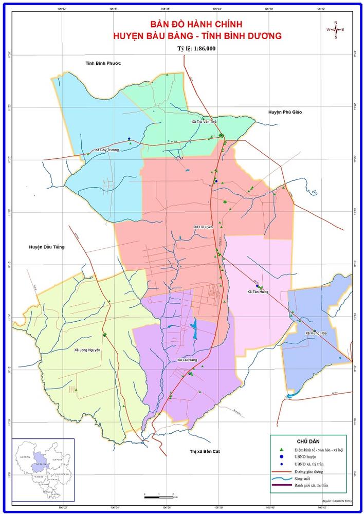 bản đồ hành chính huyện bàu bàng