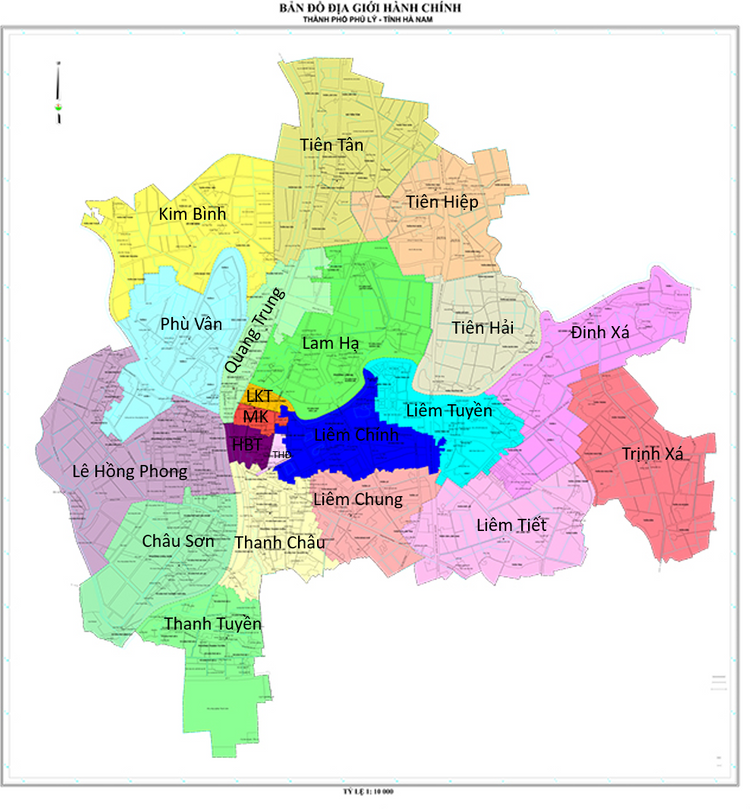 bản đồ hành chính thành phố phủ lý