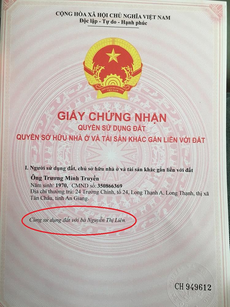  Thông tin được ghi trong sổ hồng chung