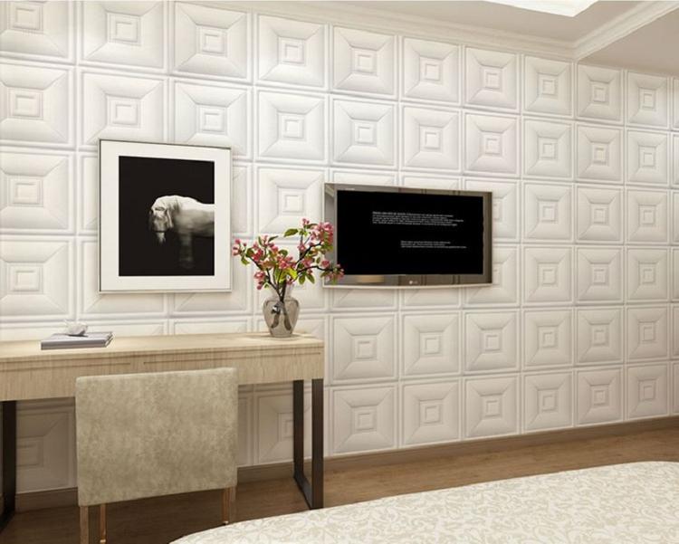 trang trí phòng với xốp dán tường giả da