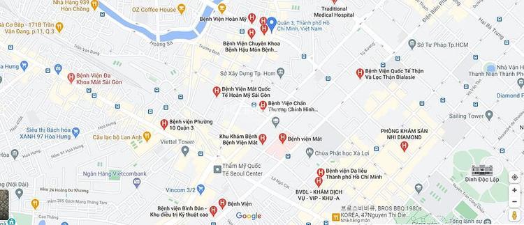 Bản đồ một số cơ sở y tế, khám chữa bệnh tại Quận 3