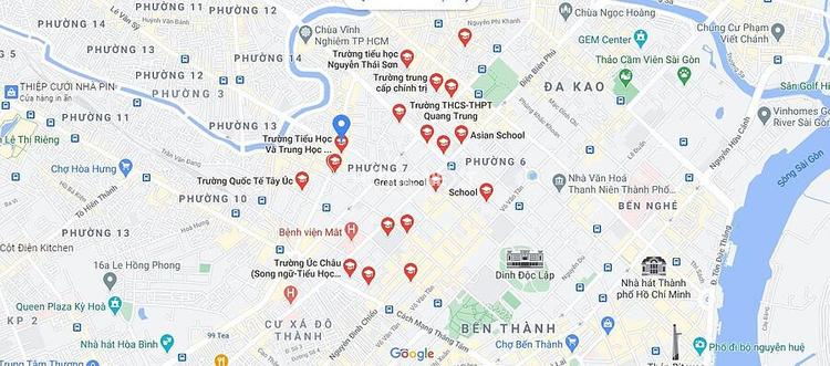 Bản đồ một số cơ sở giáo dục trên địa bàn Quận 3