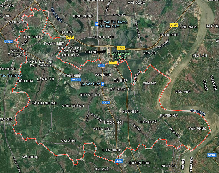 Bản đồ huyện Thanh Trì, Hà Nội từ google maps