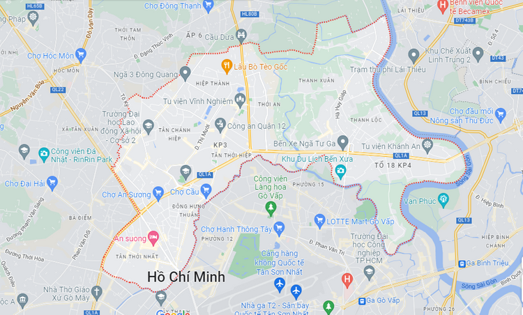 Bản đồ quận 12 google map