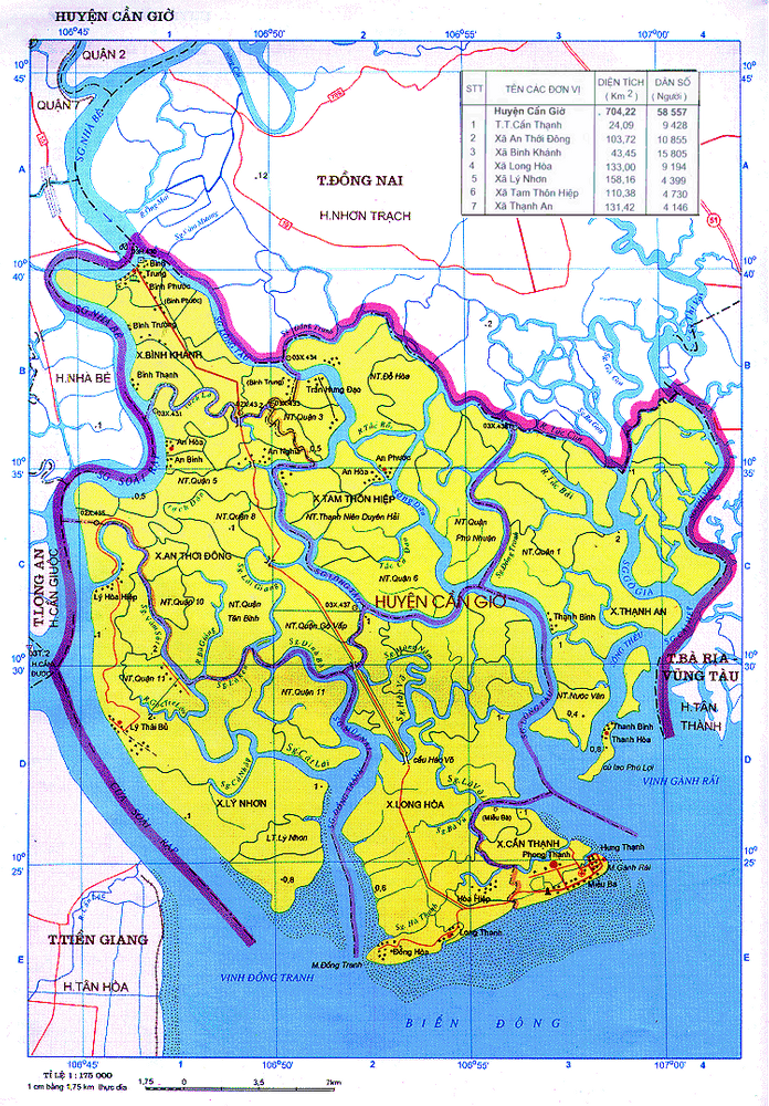 bản đồ hành chính huyện Cần Giờ 