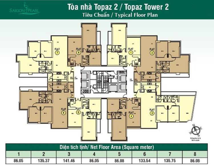 Mặt bằng Saigon Pearl - tòa Topaz 2