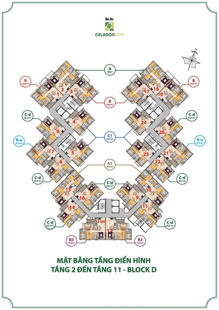 Mặt bằng block D - khu Ruby Celadon City