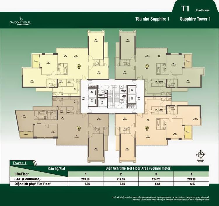 mặt bằng tầng penthouse Saigon Pearl Sapphire 1