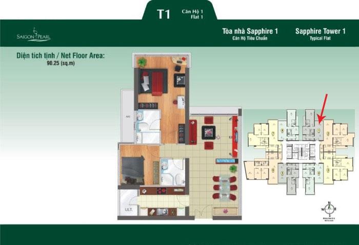 thiết kế căn 01 Saigon Pearl Sapphire 1