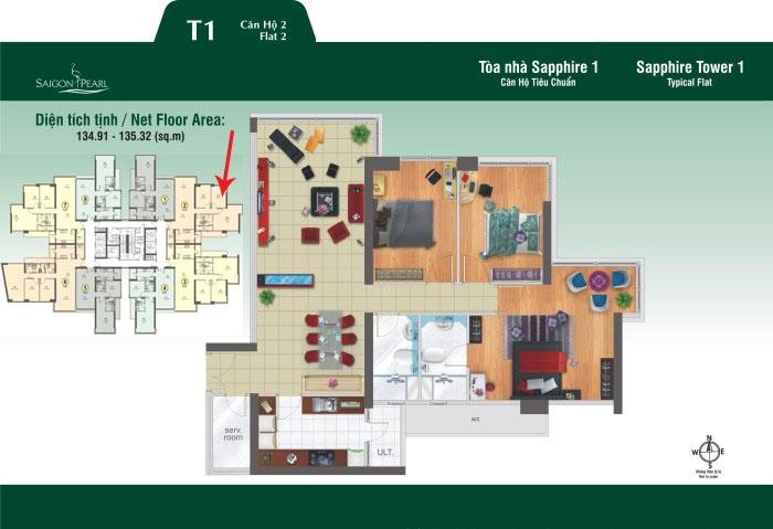 thiết kế căn 02 Saigon Pearl Sapphire 1