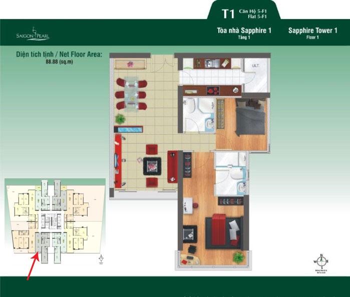 thiết kế căn 05 Saigon Pearl Sapphire 1