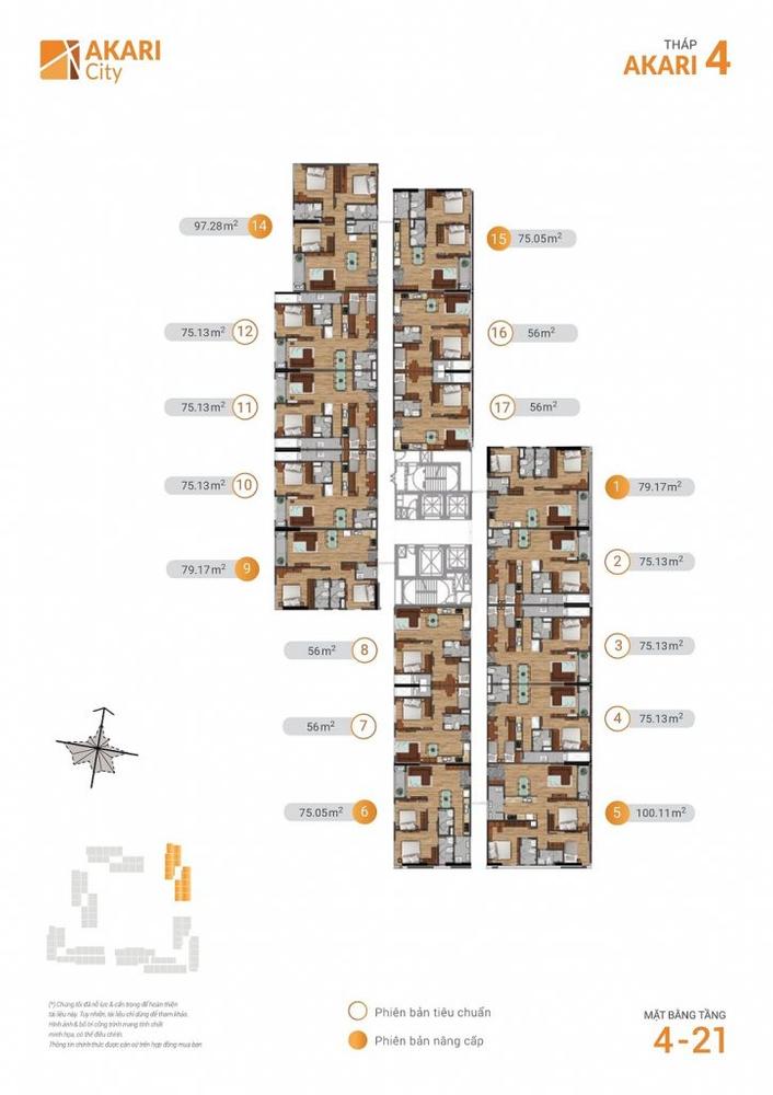 mặt bằng tầng 4-21 block AK4