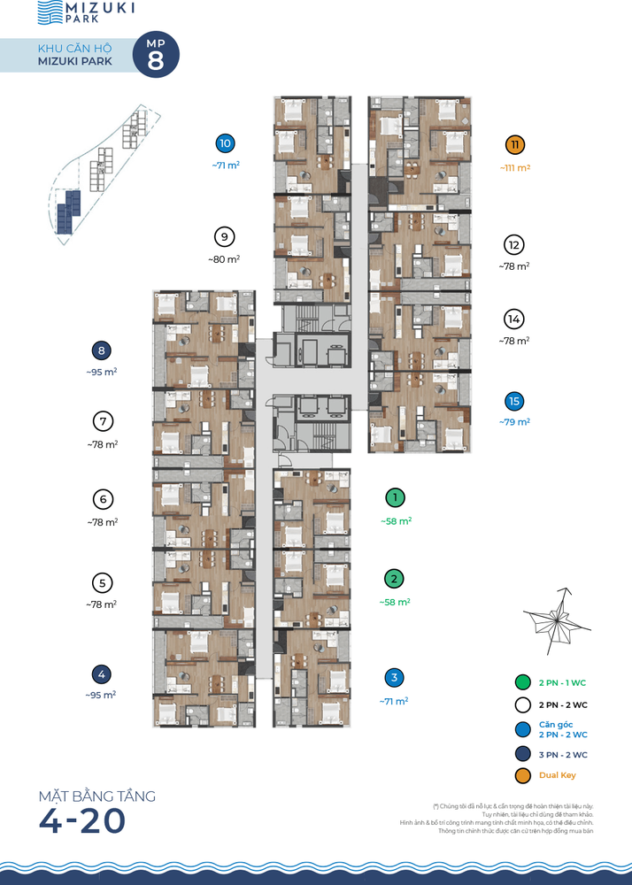 Mặt bằng căn hộ Mizuki Park tòa MP5