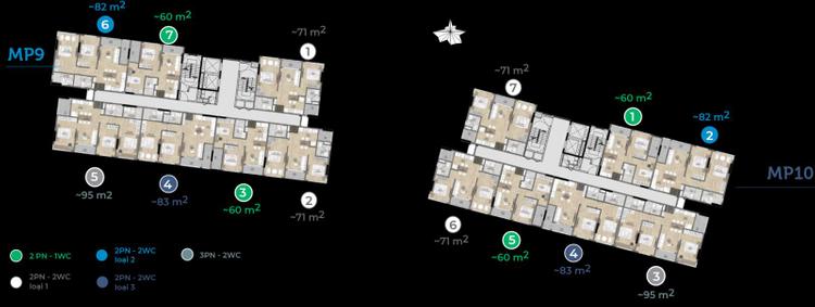 Mặt bằng căn hộ Mizuki Park tòa MP9, MP10