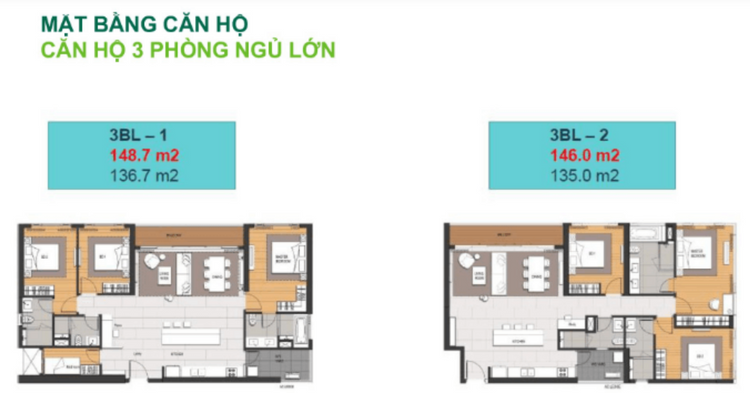 Mặt bằng căn hộ 3 phòng ngủ lớn Linden Residence