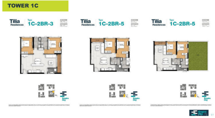 Mặt bằng căn 2 phòng ngủ Tilia Residence 2