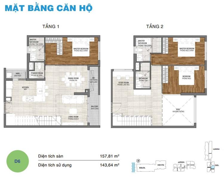 Mặt bằng căn duplex D6