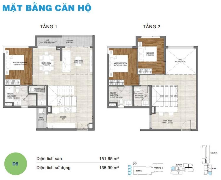Mặt bằng căn duplex D5