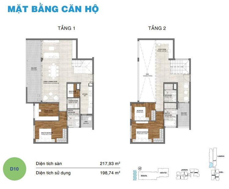 Mặt bằng căn duplex D10