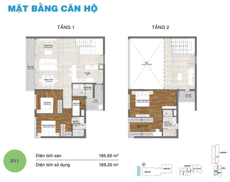 Mặt bằng căn duplex D11