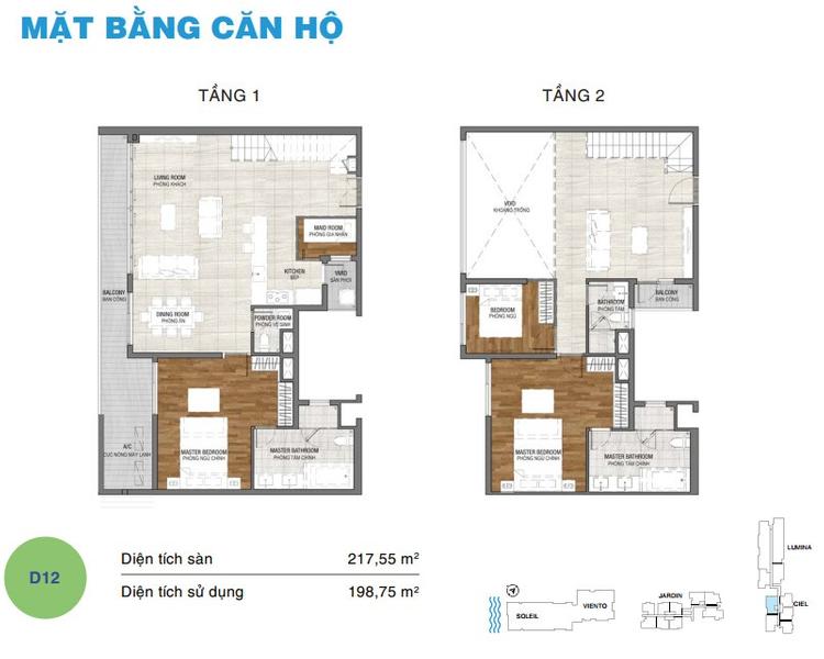 Mặt bằng căn duplex D12