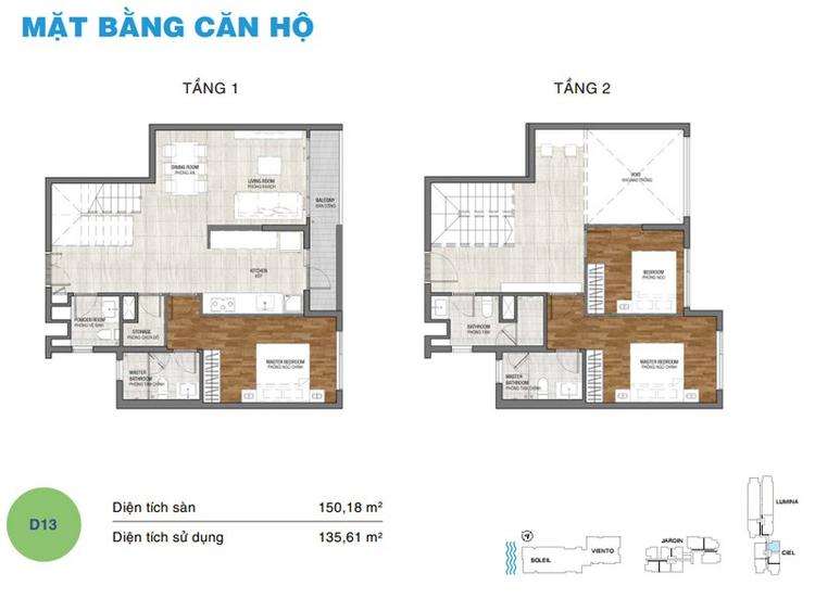 Mặt bằng căn duplex D13