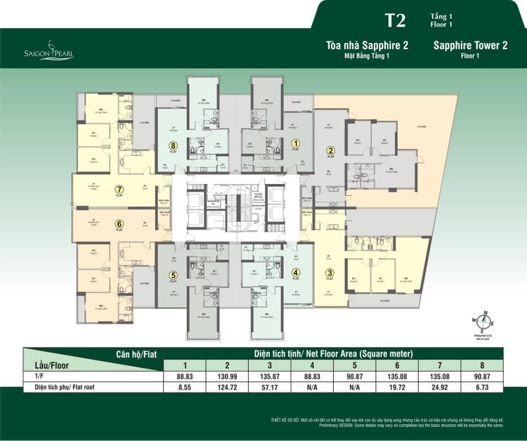 Mặt bằng Sapphire 2 Saigon Pearl: tầng 1