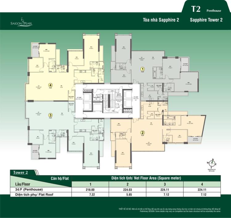 Mặt bằng Sapphire 2 Saigon Pearl: penthouse
