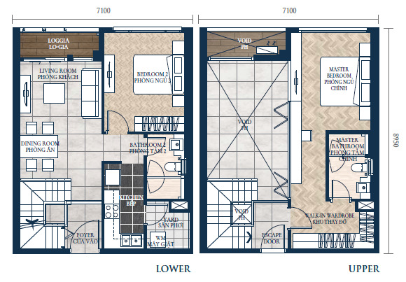 căn hộ thông tầng trên cao