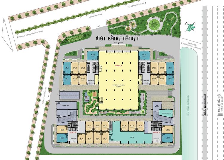 Mặt bằng tầng 1 căn hộ Lavita Charm Thủ Đức