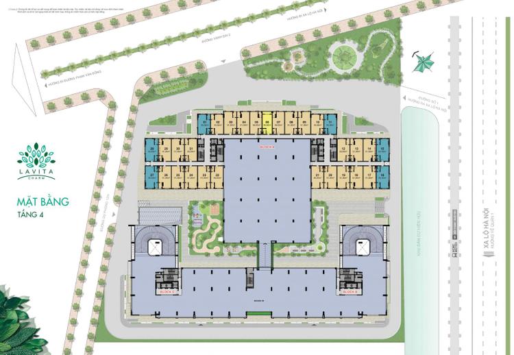 Bố trí mặt bằng tầng 4 Lavita Charm.