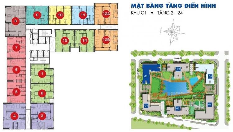 mặt bằng tầng điển hình khu g1