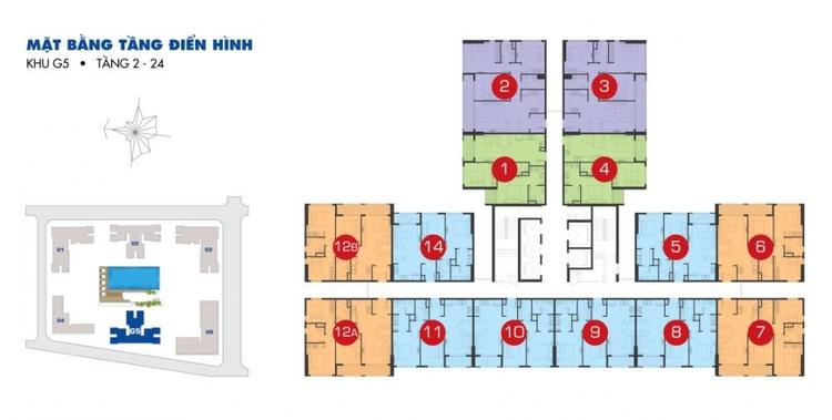 mặt bằng tầng điển hình khu G5