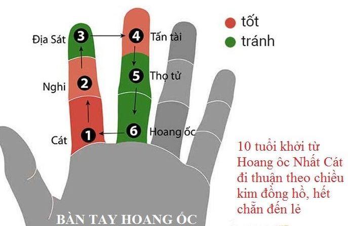 Bàn tay hoang ốc để tính tuổi làm nhà