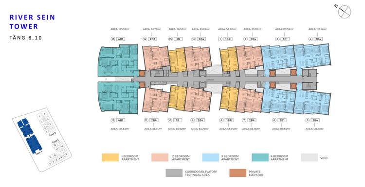 Mặt bằng The River Thủ Thiêm - tòa River Sein