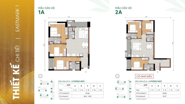 Mẫu căn hộ 3 phòng ngủ