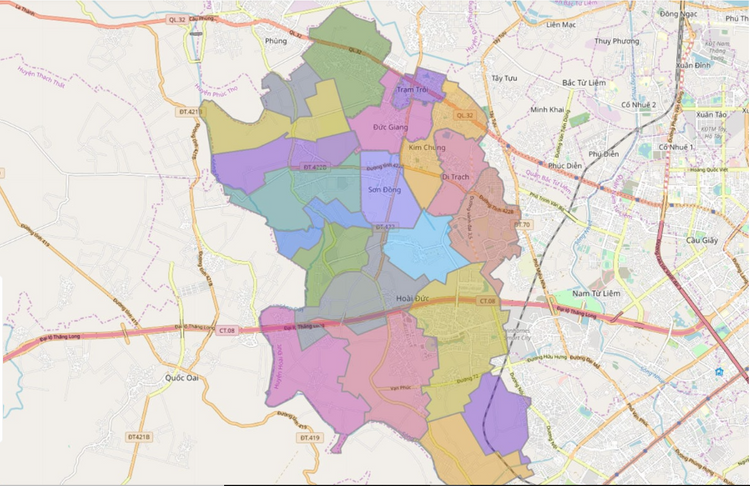 Bản đồ quy hoạch huyện Hoài Đức