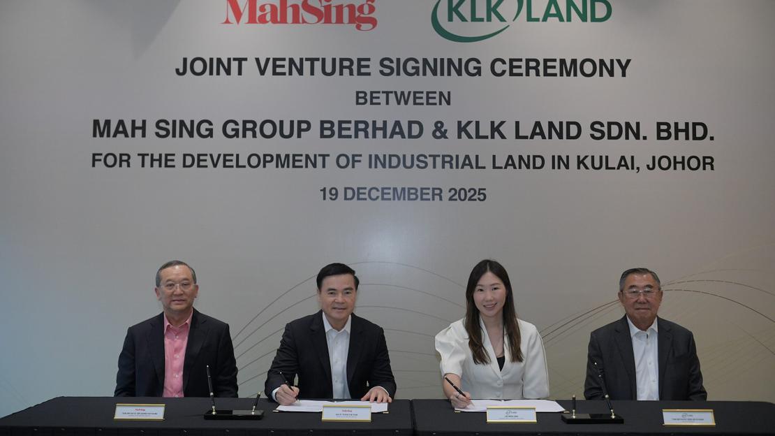 MAH SING AND KLK LAND FORM JOINT VENTURE TO DEVELOP 419.15-ACRE FREEHOLD LAND IN THE JS-SEZ FOR FUTURE-READY INDUSTRIAL DEVELOPMENT IN KULAI, JOHOR WITH GDV RM2.26 BILLION