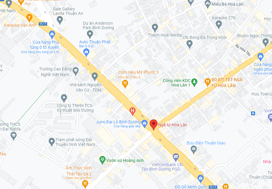 Tìm kiếm ngã tư Hòa Lân trên Google map