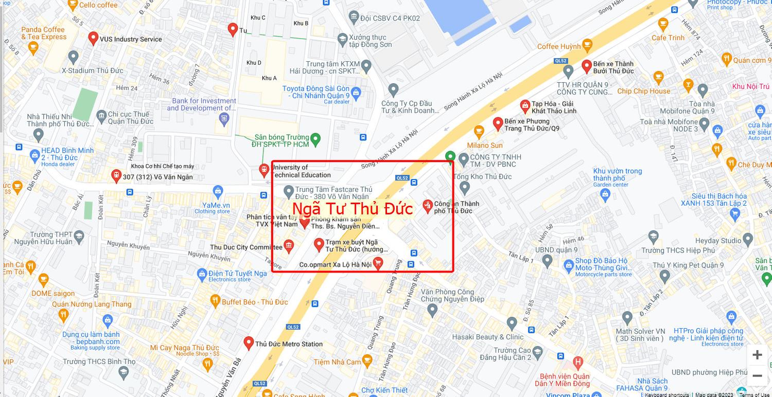 Vị trí ngã 4 Thủ Đức, TP.HCM