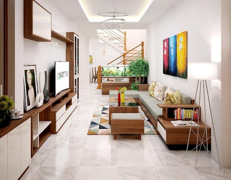 Thiết kế một căn phòng khách nhà ống