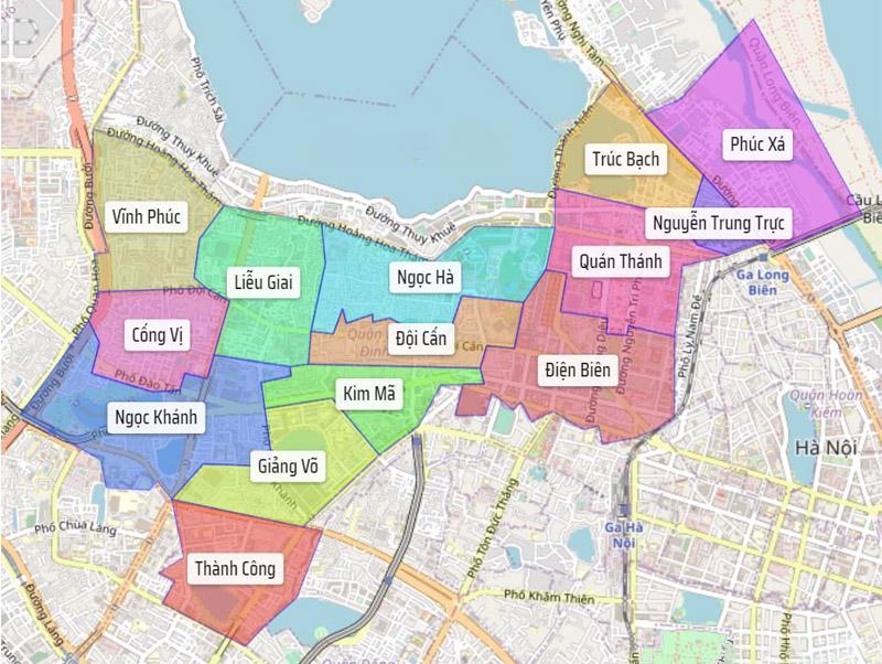Bản đồn hành chính Quận Ba Đình - Hà Nội