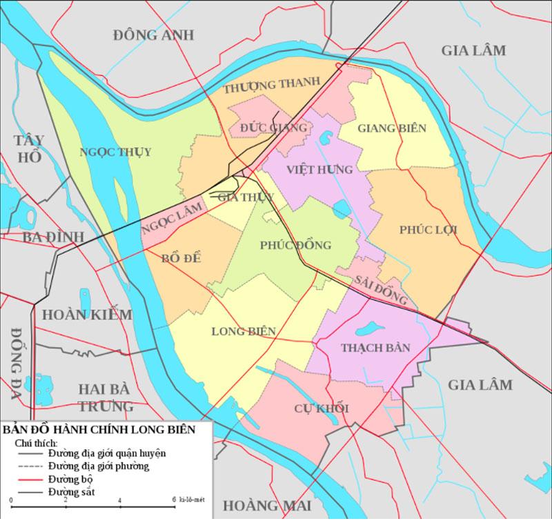 Bản đồ hành chính quận Long Biên - Hà Nội