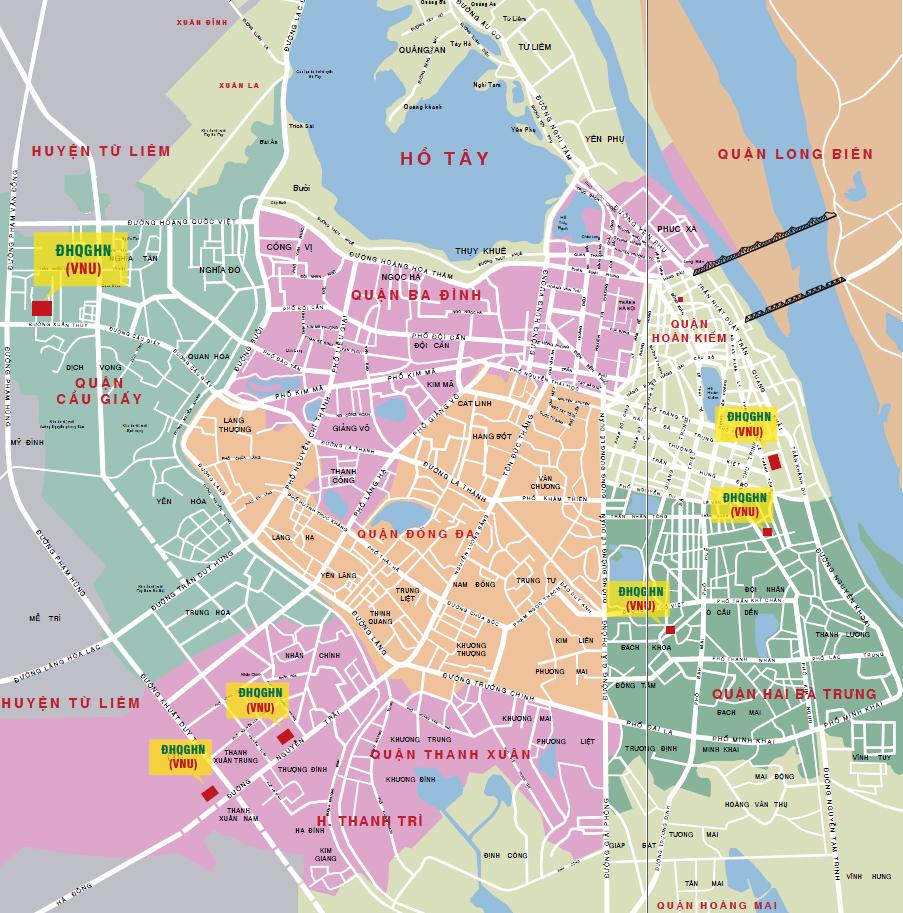 Vị trí 7 cơ sở thuộc Đại học Quốc gia Hà Nội